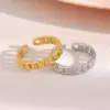 Wholesale PVD Coated Real Gold Plated Solid Color 304 Stainless Steel Modern Style Sweet Waterproof Non Tarnish Rings