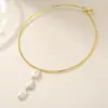 Wholesale 304 Stainless Steel Irregular Geometric Vacuum Electroplating (In Furnace) Plated 18K Real Gold Freshwater Pearl Tubular Collar