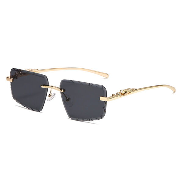 Wholesale trend cheetah sunglasses frameless square colored glasses men retro metal sunglasses women factory