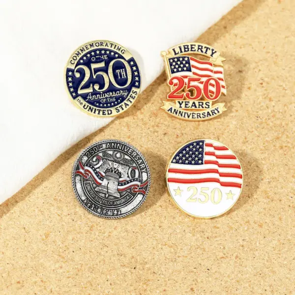 Wholesale Creative Style Independent 250 Anniversary Emblem Brooch Pin Fashionable Clothing Accessory Chest Pin