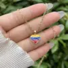 Wholesale Unisex National Flag Enamel Pendant Necklace With 18K Real Gold Plated Copper And PVD Coated Foxtail Chain