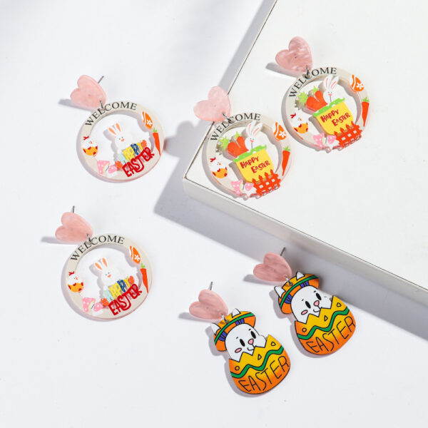 oly-7b355b93eacb53d147805c88e09d3aee Wholesale Carnival Cartoon Rabbit Earrings Easter Animal Party Festival Cute Rabbit Acrylic Earrings