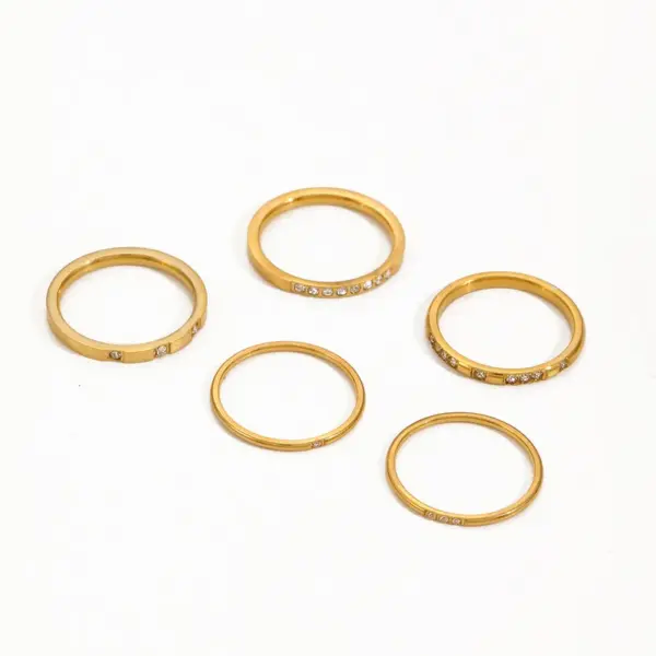 Wholesale PVD Coated Real Gold Plated 18K Gold Geometric 304 Stainless Steel IG Style Waterproof Non Tarnish Rings