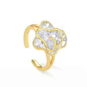 J649 gold-tone floral lace ring