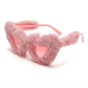Wholesale 2024 European and American New Fashion Glasses Plush Love Sunglasses Peach Heart Prom Party Funny Heart-Shaped Sunglasses