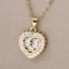 Wholesale Fashionable Heart Shaped Pendant Necklace With Synthetic Zircon And Simulated Diamond Surrounding Water Wave Chain Design Unisex