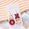 Wholesale Valentine's Day Acrylic Paint Arrival Earrings XO Wine Red Contrast Color Love Printed Earrings Peach Heart Earrings