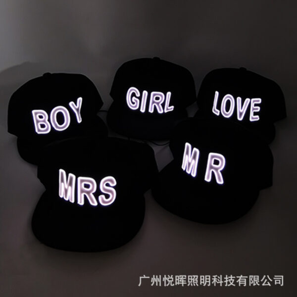 Wholesale  casual letter luminous baseball cap stage performance electric syllable hip hop trendy men and women cap