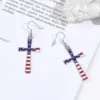 Wholesale Independence Day Cross Earrings With Drip Oil American Flag Pendant Alloy Geometric Pattern Personalized Electroplated Jewelry For Women
