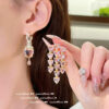 Wholesale Kardashian Love Bow Gem Earrings Papalacha Plated 18K Gold Candy Pink Heart Butterfly Ring