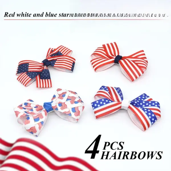 Wholesale Decorative Bow Hair Clip American Independence Day Flag Design Girl Hairband Festival Accessories Hair Clip