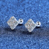 Wholesale Silver Moissanite Earrings, Stud Earrings, Japanese and Korean Style, Small Four-Leaf Clover Earrings