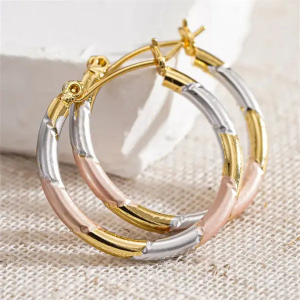 Wholesale Three-dimensional Geometric Earrings For Women In Copper With KC Golden Plated Water Plating And 0.03µm Thickness