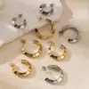 Wholesale Stainless Steel Titanium Open Ring Earrings Women Non-Fading Luxury Geometric Pattern Vacuum Plated 18K Gold Ear Jewelry