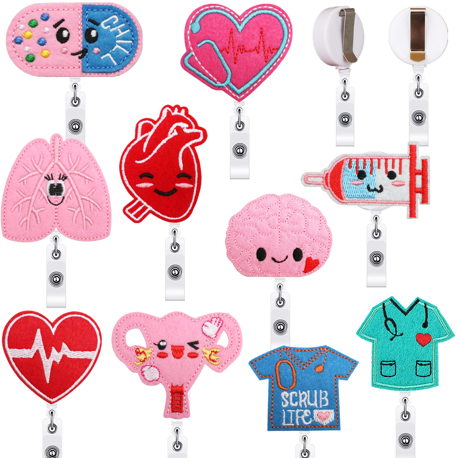 Wholesale Easy Pull Buckle Medical Dress Embroidered Cloth Sticker Syringe Easy Pull ID Card Clip Patch Patch Clothes Pill Seal