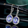 Wholesale red luxury sapphire blue zircon long earrings temperament Valentine's Day gift earrings women