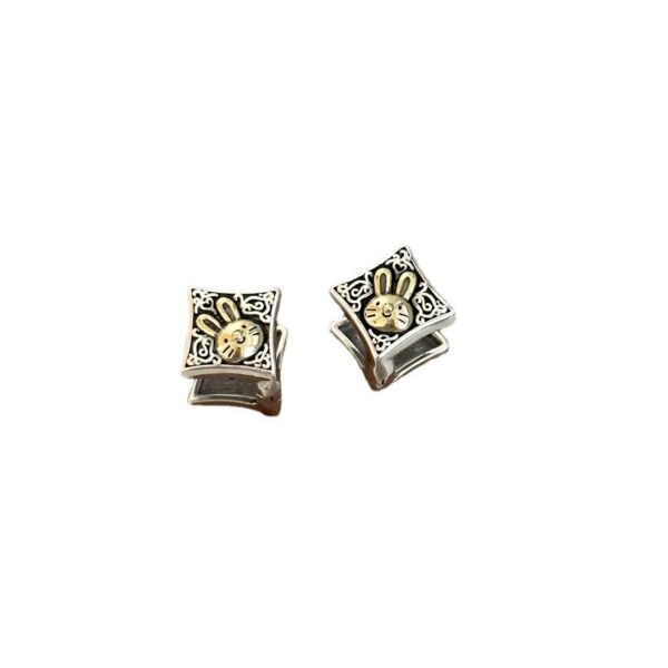 Wholesale Gold Rabbit Starburst Double-Sided Earrings for Women, Light Luxury Niche High-End Fashion Personality Versatile Trendy Earrings