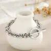 Wholesale 304 Stainless Steel Geometric PVD Coated 18K Real Gold Plated Fashion Waterproof Non Tarnish Plating O-shaped Chain Gold Bracelets Necklace
