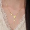 Wholesale Titanium Steel Necklace Butterfly Tassel Necklace Women's 18K Gold Plated Exquisite Versatile High-End Clavicle Chain Pendant