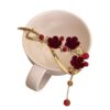 Wholesale high-grade tassel one-word hairpin back head plum blossom clip metal frog buckle twist clip headdress