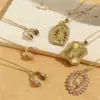 Wholesale Virgin Mary Enamel Pendant Necklace For Women With 14K Real Gold Plated Copper And Zircon Inlay, Handmade Chain Featuring Water Plating