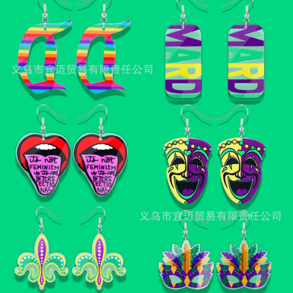 Wholesale explosions carnival earrings children mask party girl earrings acrylic jewelry