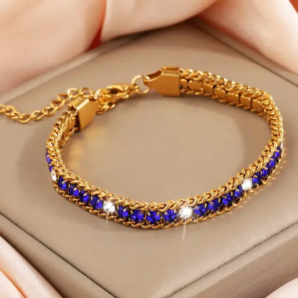 Wholesale Geometric Waterproof Women's Bracelets, 304 Stainless Steel With 18K Gold Electroplated And Zircon Inlay