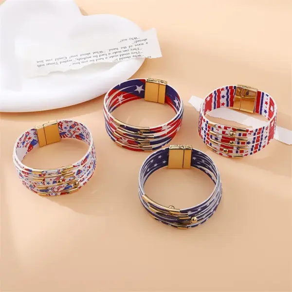 Wholesale Leather Bracelet With Magnetic Buckle Copper Tube Personality Unisex Hand Chain U-Shaped Pattern Electroplated And Xiangyun Craft