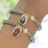Wholesale Women’s Cross Pearl Bracelet With Beaded Chain, Copper Base, 18K Real Gold Plated And PVD Coated Finish