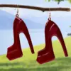 Wholesale Exaggerated Red Electroplated Alloy Heels Ear Hook Earrings For Women With KC Golden Plated Finish