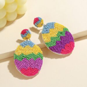Wholesale Cross-border New Easter Beaded Earrings Handmade Fabric Rice Beads Bohemian Creative Bunny Flower Basket Earrings