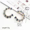 Wholesale Handmade Trillion-cut Marine Style Stud Earrings For Women In Golden Plated Zinc Alloy With Resin Inlay