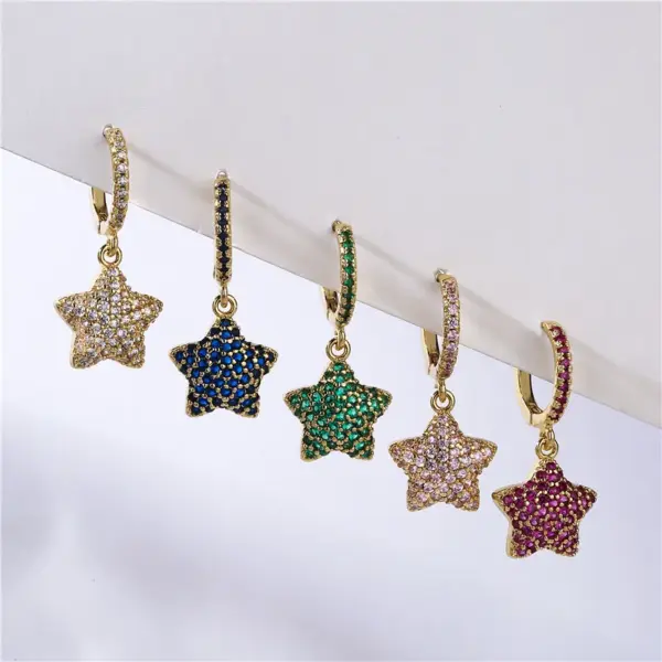 Wholesale Elegant Classic Style Star Copper Inlay Zircon Drop Earrings 1 Pair