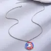 Wholesale Unisex Jewelry Set Featuring American Flag Pattern With White K Plated Metal And Asymmetrical Design On Cable Chain