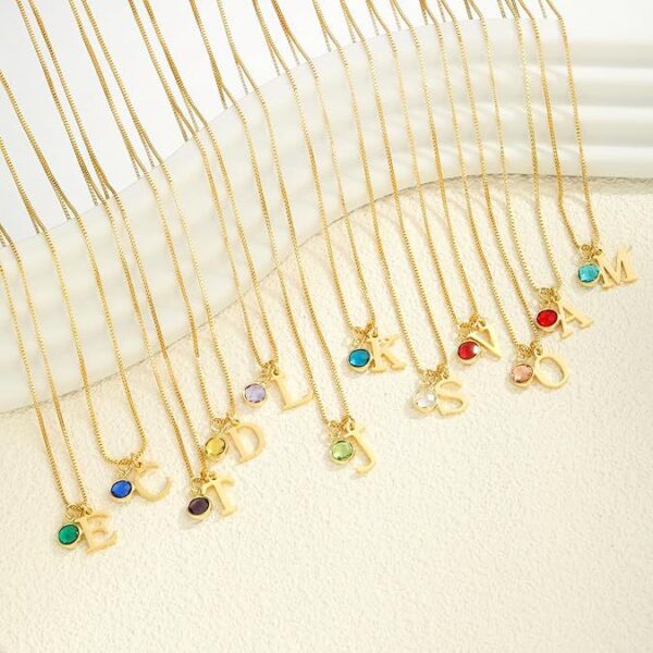 oly-7c0450c7ce8129c77169e02fb24c0248 Wholesale Women's Initial Birthstone Necklace Fashion 14K Gold-plated Letter Simple All-match Clavicle Chain