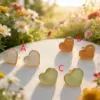 Wholesale Handmade Heart Shape Stud Earrings For Casual Wear, Copper Material With 18K Gold Plated Electroplating And Resin Inlay