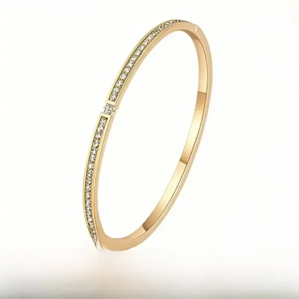 Wholesale Star Pattern Titanium Steel Bangle For Women In Steel Color With Rhinestone Inlay