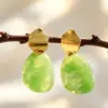 Wholesale Waterproof Non Tarnish Irregular Stud Earrings For Women, 304 Stainless Steel With 18K Real Gold PVD Coating And Resin Inlay