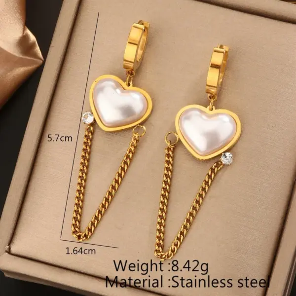 Wholesale 304 Stainless Steel Plastic Round Heart Shape PVD Coated Plastic 18K Gold Plated Elegant Baroque Style Waterproof Non Tarnish Plating Inlay Gold Drop Earrings Ear Studs