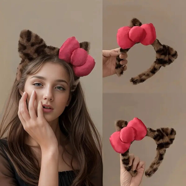 oly-7c5c48ada23a84ee5fa92eb2d4039b43 Wholesale Cartoon Style Plush Hair Band Pink Bow Decoration Hair Band Daily Wear Non-slip Headband Valentine's Day Gift