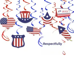 Wholesale Spiral Decorative PVC Pendant American National Day Party Decorations Festival Paper Hanging Ornaments