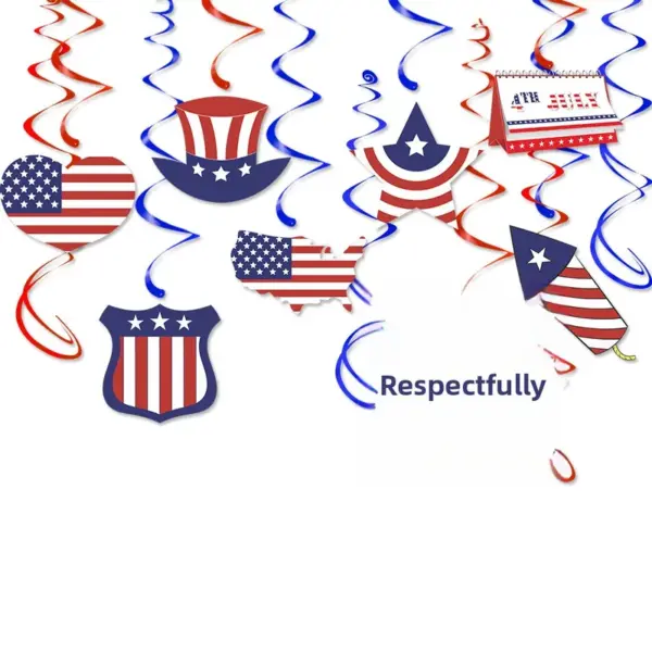 Wholesale Spiral Decorative PVC Pendant American National Day Party Decorations Festival Paper Hanging Ornaments