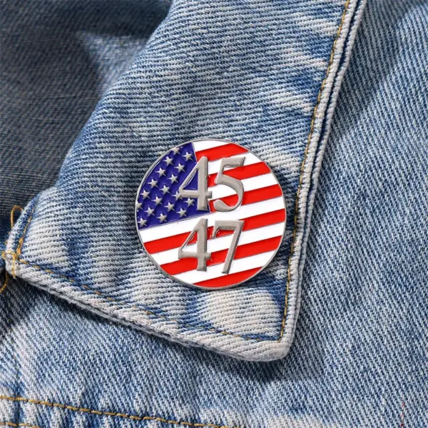 Wholesale American Flag Cartoon Pinback Badge Alloy Pin Featuring Stamping Craft In Multicolor
