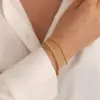 Wholesale 18K Gold Plated 316L Stainless Steel Geometric Waterproof Non Tarnish Surgical Steel Simple Style Bracelets For Women's