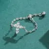 Wholesale 925 Sterling Silver Women's Cross Ring Micro Pave Diamond Adjustable Chain Design Geometric Pattern Tokyo Style Jewelry