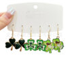 oly-7c75ee8d3190b03835a118b2c4ed9d7d Wholesale Patrick's Day carnival earrings suit personality green alloy oil drop clover hat earrings