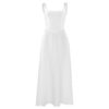 oly-7c79cf8d46d4f76ede05b5d3fc61ffeb Wholesale A588DS Summer Solid Color Square Collar Sleeveless Sling Long Fashion Women's dress