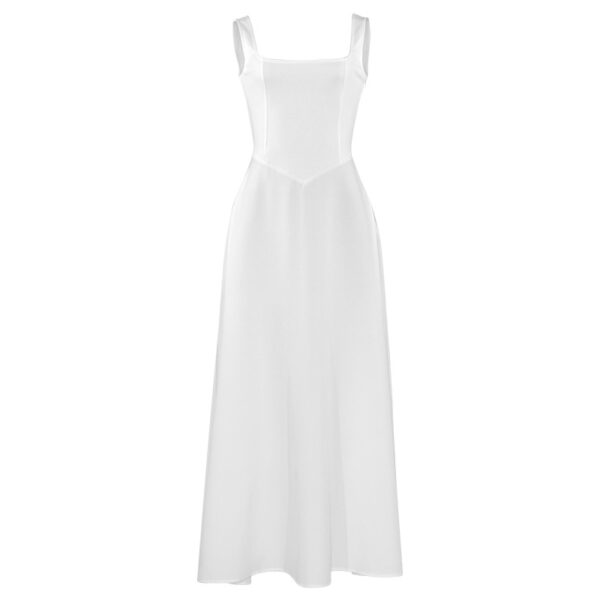 oly-7c79cf8d46d4f76ede05b5d3fc61ffeb Wholesale A588DS Summer Solid Color Square Collar Sleeveless Sling Long Fashion Women's dress