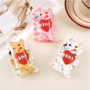 Wholesale 2025 cross-border new cute confession bear clip cartoon kiss bear shark clip sweet Valentine's Day hairpin