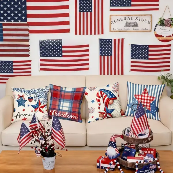 Wholesale Plush Star Pattern Pillow Case For Independence Day Celebration, Soft And Decorative Home Textile